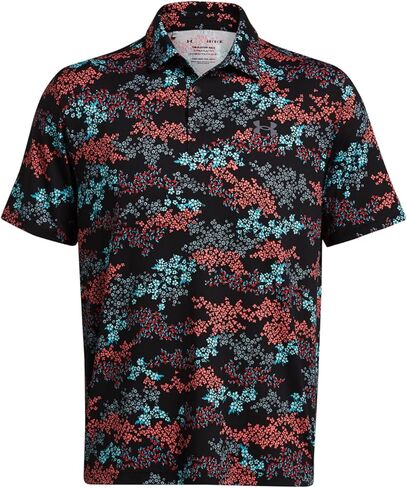 Under Armour Playoff 3.0 Print Mens Golf Polo - Black/Hydro/M in Kuwait