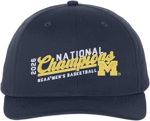 UGP Campus Apparel Michigan Wolverines 2026 Basketball National Champions Script Sports Team Twill Snapback Hat in Kuwait