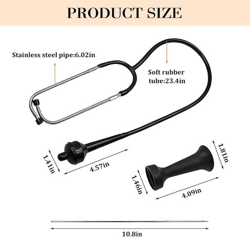 Car Mechanics Stethoscope Kit, Precision Vehicle Engine Diagnostic Hearing Device with Extended Probe, Automotive Stethoscope Engine Hearing Tool, Universal for Truck Sedan RV in Kuwait