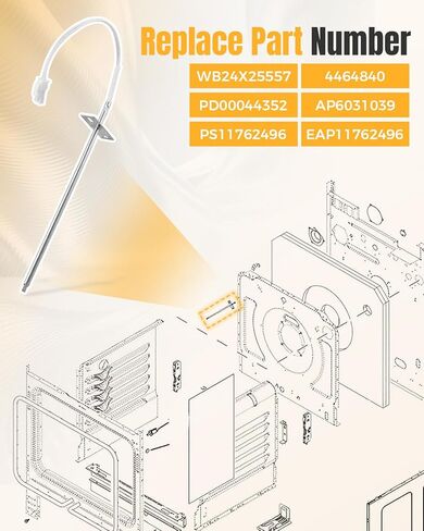مستشعر درجة الحرارة WB24X25557 مناسب لفرن الغاز GE CGB500P2M1S1 CGS700P2M1S1 JGB860DEJ1BB استبدال AP6031039 PS11762496 4464840 PD00044352 EAP11762496 in Kuwait