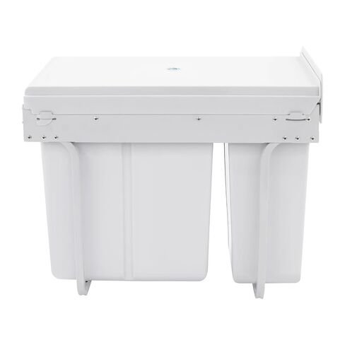 Dual Pull Out Trash Can Under Cabinet, 20L+10L Kitchen Cabinet Trash Can with Soft-Close Sliding Garbage Can Under Sink, Slide Out Hidden Trash Bin for Kitchen (White) in Kuwait