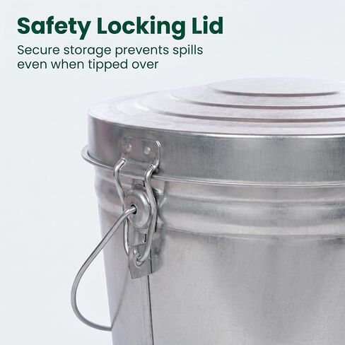 6 Gallon Galvanized Steel Storage Can with Locking Lid, Heavy Duty Metal Storage Container, Rust-Resistant Metal Bin for Dog Food, Pet Food, Bird Seed, Kitchen, Garage & Home Storage in Saudi Arabia