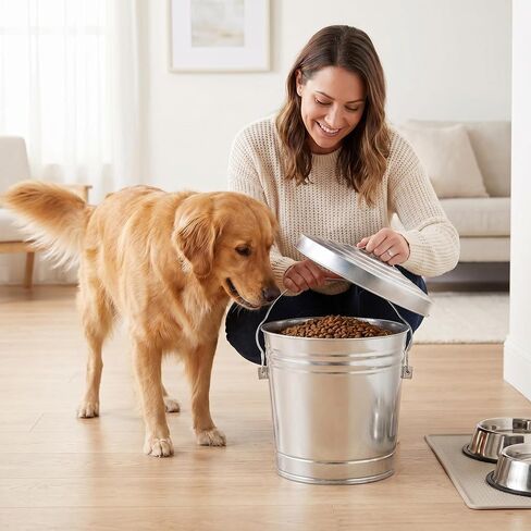 6 Gallon Galvanized Steel Storage Can with Locking Lid, Heavy Duty Metal Storage Container, Rust-Resistant Metal Bin for Dog Food, Pet Food, Bird Seed, Kitchen, Garage & Home Storage in Saudi Arabia