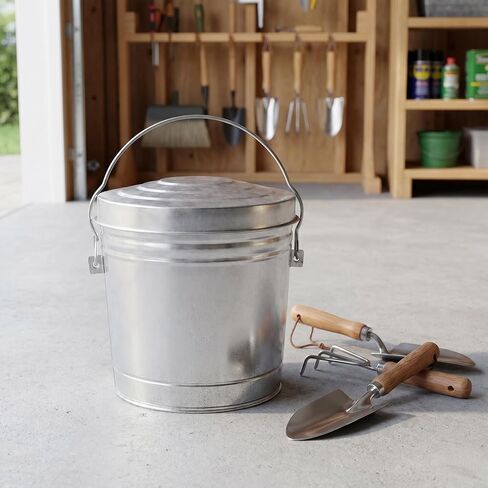 6 Gallon Galvanized Steel Storage Can with Locking Lid, Heavy Duty Metal Storage Container, Rust-Resistant Metal Bin for Dog Food, Pet Food, Bird Seed, Kitchen, Garage & Home Storage in Saudi Arabia