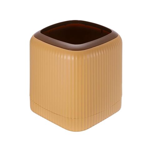 uxcell 1.5L/0.4Gallon Mini Trash Can, Square Desktop Garbage Bin, Small Plastic Waste Basket Portable Countertop Bin for Bedroom, Kitchen, Office, Coffee Bar Rubbish Trash Can, Car, Beige in Kuwait