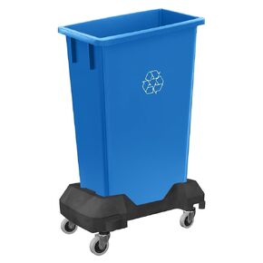 23 Gallon Slim Trash Can with Dolly, Heavy-Duty Wheeled Waste Bin, Commercial Rolling Recycle Container, Durable Plastic Garbage Can for Restaurants, Offices, Garages, Kitchens, Homes - Blue in Kuwait