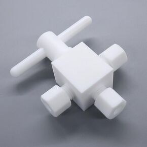 صمام الكرة الطويق PTFE - صمام الكرة الأرضية PEFT عالي الحرارة للنفط والماء والغاز - قطعة واحدة (3 اتجاهات D10 مم) in Kuwait
