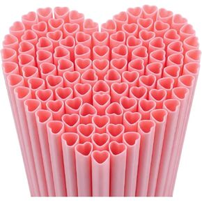 100pcs Heart Shaped Straws Pink Individually Wrapped Cute Straws Disposable Drinking Straws,Cocktails & Events,Bridal Shower,Wedding Party,Birthday party Decorations in Saudi Arabia