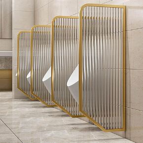 Wall-Mounted Urinal Privacy Screen - Modern Tempered Glass Partition for Men's Restroom, Minimalist Design, Ideal for Schools & Hotels - Black, Easy Installation,Gold-3pcs in Kuwait