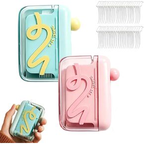 2PCS Automatic Pop-Up Floss Dispenser, Portable Floss Pick Dispenser with 20 Refills, Travel Oral Care Case for Home and On-the-Go Use (Green and Pink) in Kuwait