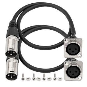 XLR تمر من خلال كابل 2 حزمة، D نوع XLR كابل أنثى لوحة جبل إلى ذكر موصل محول تغذية هيئة التصنيع العسكري / تمرير من خلال محول لصندوق المسرح، لوحة التصحيح، مربع الكلمة (3Pin 2FT 1.6Ft) in Kuwait