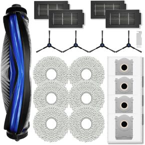 قطع غيار لـ ECOVACS DEEBOT T50 Pro Omni/ T50 Omni/ T50 Pro، الملحقات بما في ذلك فرشاة رئيسية واحدة، 6 وسادات ممسحة، 4 أكياس غبار، 4 مرشحات HEPA، 4 فرش جانبية، 1 أداة تنظيف in Kuwait