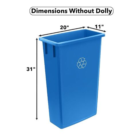 23 Gallon Slim Trash Can with Dolly, Heavy-Duty Wheeled Waste Bin, Commercial Rolling Recycle Container, Durable Plastic Garbage Can for Restaurants, Offices, Garages, Kitchens, Homes - Blue in Kuwait