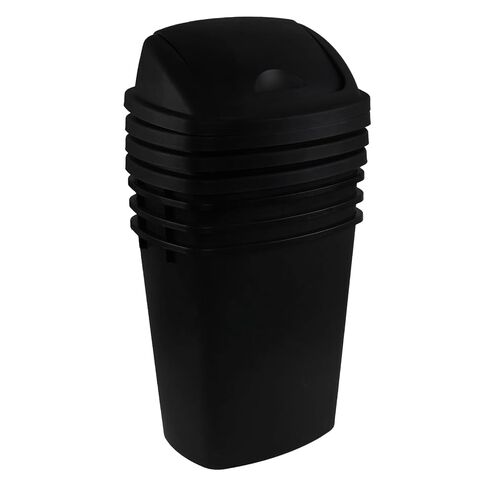 10 Gallon Plastic Trash Can, 4-Pack Swing Top Garbage Bins, Black | Swing Top Waste Container, Rectangular, Wastebasket for Kitchen, Bathroom, Garage, Office in Kuwait