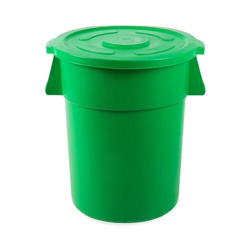 Round Commercial Trash Can, Durable Plastic, Heavy-Duty Indoor/Outdoor Use, Reinforced Handles, Ideal for Waste Management in Offices, Kitchens, and Facilities (Yellow, 44 Gallon with Lid and Dolly) in Kuwait