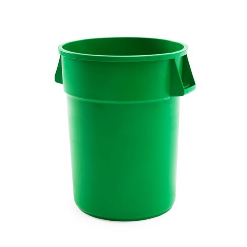 Round Commercial Trash Can, Durable Plastic, Heavy-Duty Indoor/Outdoor Use, Reinforced Handles, Ideal for Waste Management in Offices, Kitchens, and Facilities (Yellow, 44 Gallon with Lid and Dolly) in Kuwait
