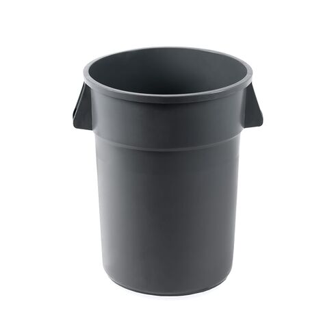 Round Commercial Trash Can, Durable Plastic, Heavy-Duty Indoor/Outdoor Use, Reinforced Handles, Ideal for Waste Management in Offices, Kitchens, and Facilities (Yellow, 44 Gallon with Lid and Dolly) in Kuwait