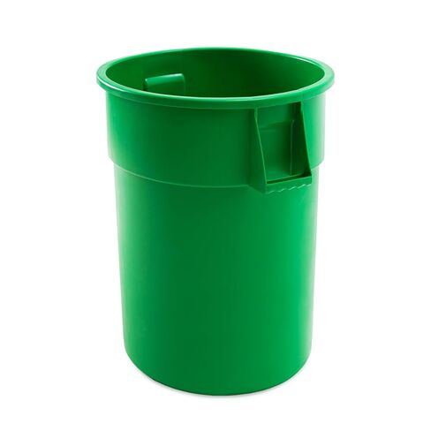 Round Commercial Trash Can, Durable Plastic, Heavy-Duty Indoor/Outdoor Use, Reinforced Handles, Ideal for Waste Management in Offices, Kitchens, and Facilities (Yellow, 44 Gallon with Lid and Dolly) in Kuwait