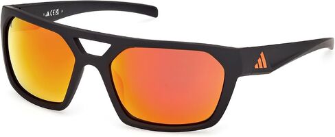 Adidas Men’s Sunglasses, Polarized Rectangular Sport Sunglasses for Men, Matte Black Frame with Roviex Mirror Lenses in Kuwait
