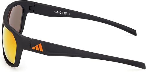 Adidas Men’s Sunglasses, Polarized Rectangular Sport Sunglasses for Men, Matte Black Frame with Roviex Mirror Lenses in Kuwait