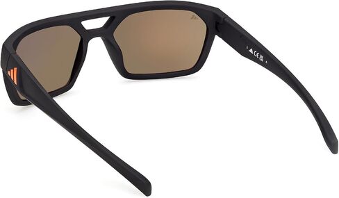 Adidas Men’s Sunglasses, Polarized Rectangular Sport Sunglasses for Men, Matte Black Frame with Roviex Mirror Lenses in Kuwait