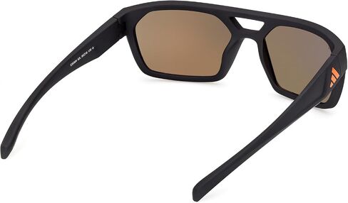 Adidas Men’s Sunglasses, Polarized Rectangular Sport Sunglasses for Men, Matte Black Frame with Roviex Mirror Lenses in Kuwait