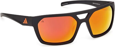 Adidas Men’s Sunglasses, Polarized Rectangular Sport Sunglasses for Men, Matte Black Frame with Roviex Mirror Lenses in Kuwait