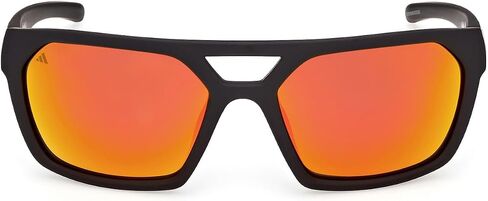 Adidas Men’s Sunglasses, Polarized Rectangular Sport Sunglasses for Men, Matte Black Frame with Roviex Mirror Lenses in Kuwait