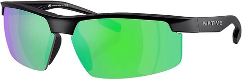 Native Eyewear Men's XD9048 Ridge-Runner Crest Rectangular Sunglasses, Matte Black/Green Mirrored Polarized, 69 mm in Saudi Arabia