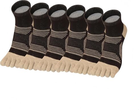 Men's Ankle Toe Socks Running Hiking Athletic No Show Crew Socks Compression Arch Support Breathable 6 Pairs in Kuwait