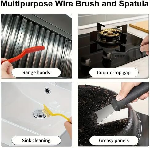 10Pcs Crevice Cleaning Brush Set with Scraper, Hard Bristle Gap Cleaning Supplies for Kitchen, Bathroom, Corner, Sink, Cup, Teapot, Bottle in Kuwait