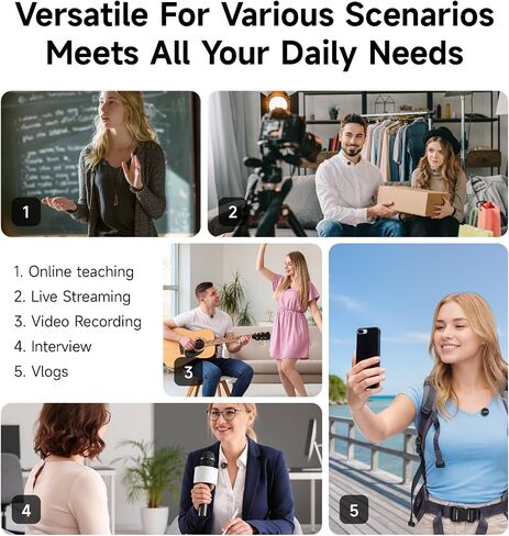Mini Lavalier Microphone for iPhone Android Computer with Charging Case USB C Phone Mic for Vlogging Video Audio Recording Wireless Microphone AI Noise Reduction (Lavalier) in Kuwait