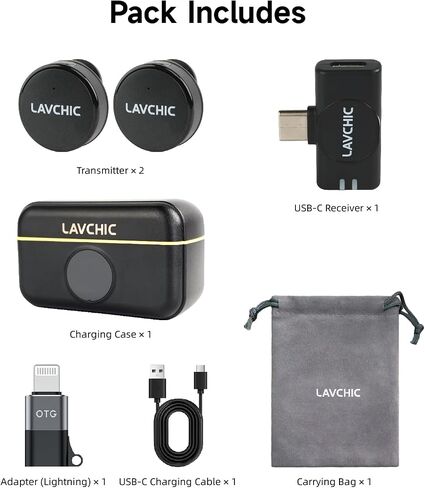 Mini Lavalier Microphone for iPhone Android Computer with Charging Case USB C Phone Mic for Vlogging Video Audio Recording Wireless Microphone AI Noise Reduction (Lavalier) in Kuwait