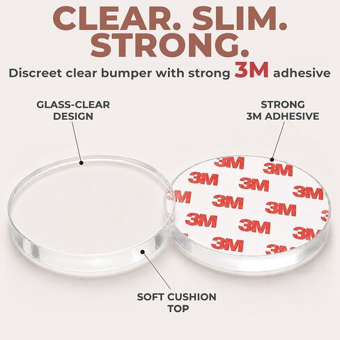 Door Knob Wall Protectors, 2" Flat Disc Clear Silicone Pads (4-Pack) — Self-Adhesive Wall Bumpers that Stay Flush for Doors, Cabinets & Furniture in Kuwait