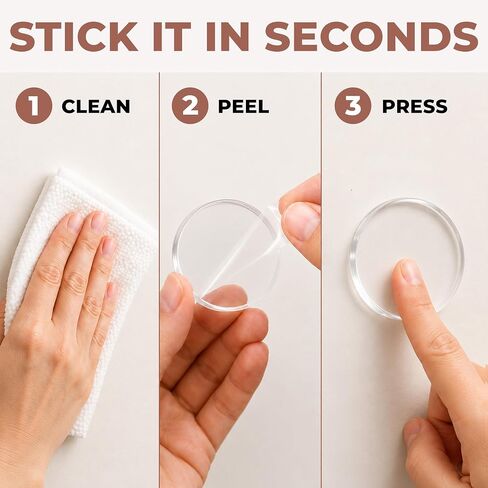 Door Knob Wall Protectors, 2" Flat Disc Clear Silicone Pads (4-Pack) — Self-Adhesive Wall Bumpers that Stay Flush for Doors, Cabinets & Furniture in Kuwait