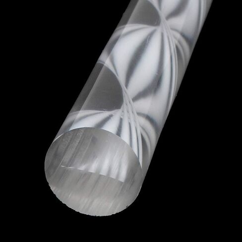 uxcell Acrylic Round Rod Spiral White Line PMMA Bar 250mmx25mm in Kuwait