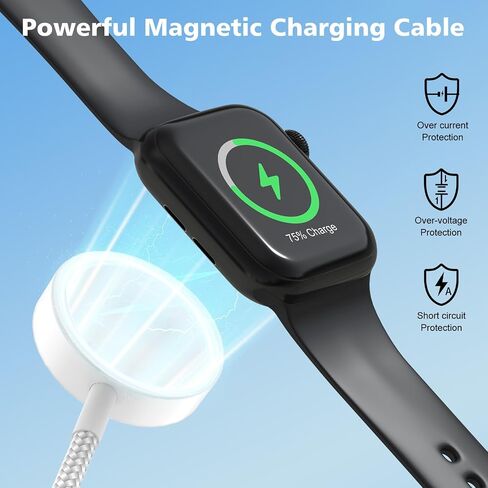 كابل شحن متعدد 4 في 2 مع شاحن ساعة Apple ومدخل USB A وUSB C | توافق واسع، مضفر، محمول، شحن سريع، خالي من التشابك، السفر بشكل أساسي in Saudi Arabia