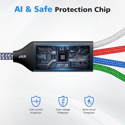 كابل شحن متعدد 4 في 2 مع شاحن ساعة Apple ومدخل USB A وUSB C | توافق واسع، مضفر، محمول، شحن سريع، خالي من التشابك، السفر بشكل أساسي in Saudi Arabia