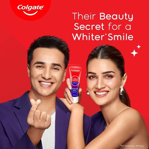 Colgate Visible White Purple Toothpaste, Teeth Whitening Toothpaste Whitens Yellow Teeth, Enamel-Safe Daily Use (2 Pack 100g+20g/3.5oz+0.7oz) in Kuwait