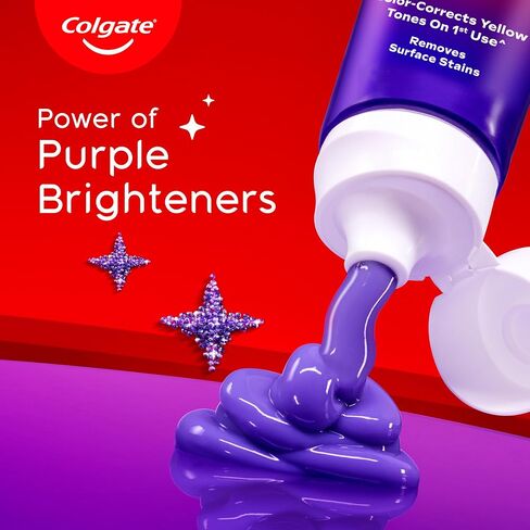 Colgate Visible White Purple Toothpaste, Teeth Whitening Toothpaste Whitens Yellow Teeth, Enamel-Safe Daily Use (2 Pack 100g+20g/3.5oz+0.7oz) in Kuwait