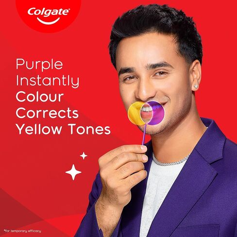 Colgate Visible White Purple Toothpaste, Teeth Whitening Toothpaste Whitens Yellow Teeth, Enamel-Safe Daily Use (2 Pack 100g+20g/3.5oz+0.7oz) in Kuwait