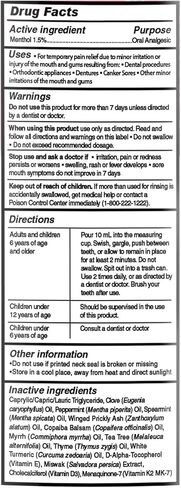 GuruNanda Oral Pain Relief Mouthwash – 1.5% Menthol for Canker Sore, Mouth Sore & Oral Irritation Relief – White Turmeric, Miswak & Clove for Fresh Breath & Happy Gums – Alcohol Free, 8 oz in Kuwait