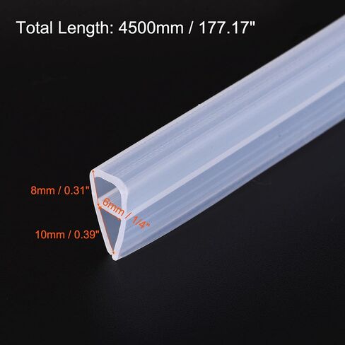 uxcell Frameless Glass Shower Door Sweep 177.17" Long for 1/4"(6mm) Glass U-Type Door Side Seal Strip in Kuwait