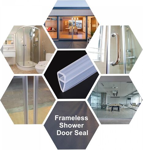 uxcell Frameless Glass Shower Door Sweep 177.17" Long for 1/4"(6mm) Glass U-Type Door Side Seal Strip in Kuwait