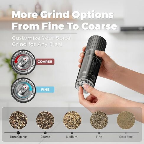 Luvan Pepper Grinder, Sleek Manual Pepper Mill with Stainless Steel Grinding Core, Adjustable Coarseness, Refillable Semi-Transparent Spice Grinder for Kitchen Cooking & Dining in Kuwait