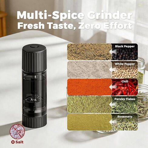 Luvan Pepper Grinder, Sleek Manual Pepper Mill with Stainless Steel Grinding Core, Adjustable Coarseness, Refillable Semi-Transparent Spice Grinder for Kitchen Cooking & Dining in Kuwait