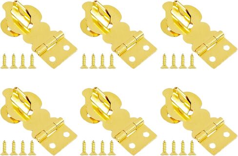 6Pcs Brass Mini Padlock Hasps, Decorative Buckles with Screws for Wooden Box, Jewelry Box, Wine Case, Chest, Suitcase, Furniture Latch Clasp, Small Metal Hardware for Crafts in Kuwait