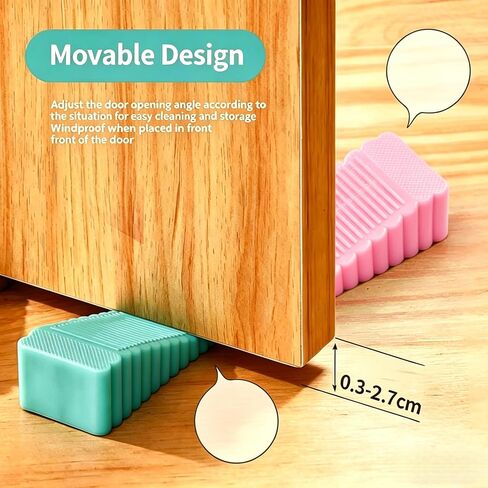 1Pcs Pink Silicone Door Stopper, Thickened Non-Slip Windproof Door Wedge, Stackable Punch-Free Door Stop, Reusable Anti-Scratch Door Holder for Home Office Indoor Outdoor Floor Use in Kuwait