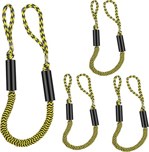 Bungee Dock Lines for Boats with 10" Loop, 4FT Marine Grade Boat Rope for Docking, Pontoon Boat Accessories, Jon Boat, Bass Boat, PWC, Seadoo, Kayak Mooring Lines & Dock Ties in Kuwait