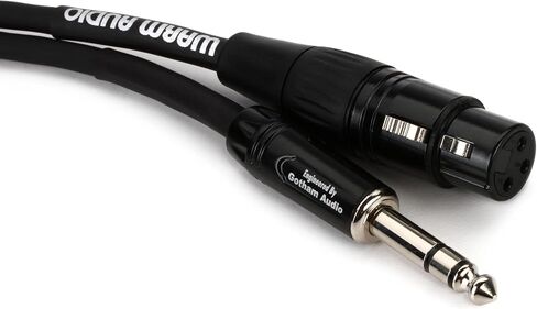 كابل Warm Audio Pro Series XLR أنثى إلى TRS Male - 6 أقدام، أسود/فضي، Pro-XLRf-TRSm-6' in Kuwait